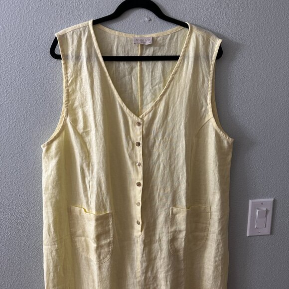 Nomad The Label French Linen Florentina Wide Leg Jumpsuit XXL Lemon Yellow - Picture 2 of 7